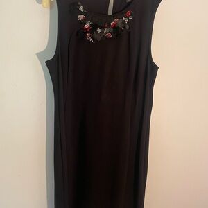 Liz Claiborne Black Embellished Sheath Midi Dress